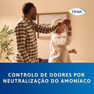 As TENA Pants protect+ têm controlo de odores através da neutralização do efeito do amoníaco