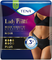 TENA Lady Pants – vpojne hlačke za inkontinenco z visokim pasom v črni barvi