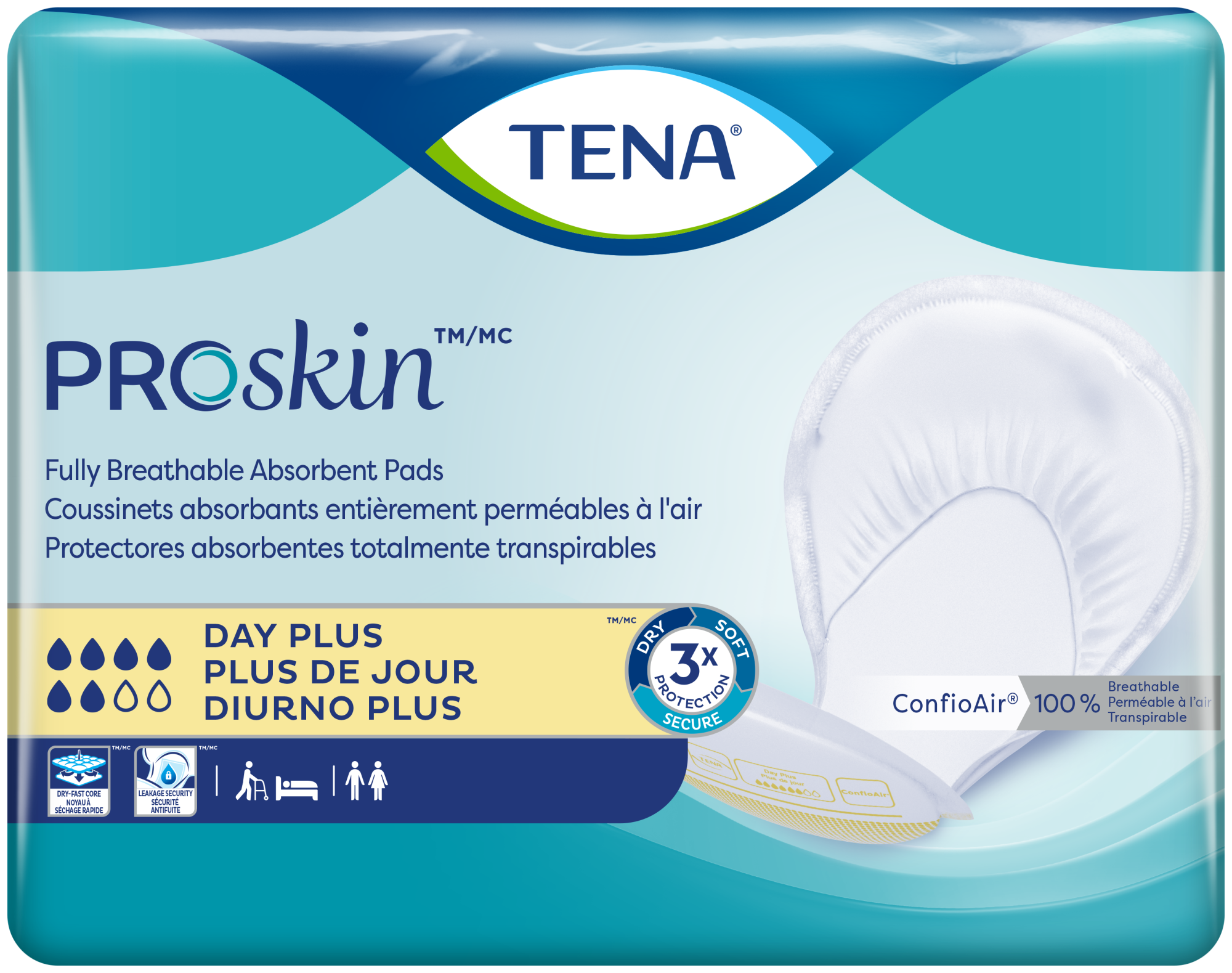 TENA ProSkin Day Plus |  Fully Breathable Large Absorbent Pads
