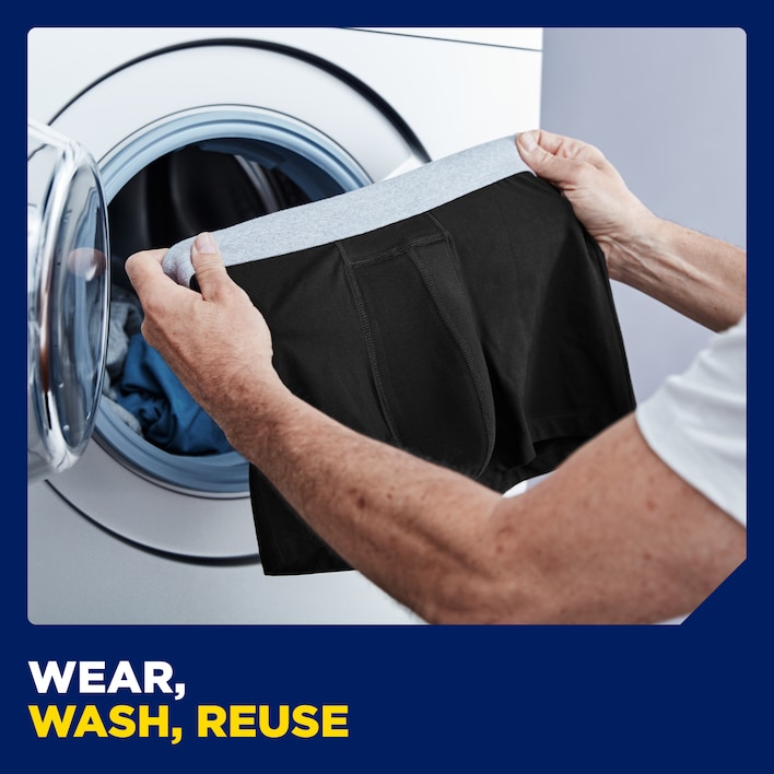 Incontinence boxers – wear, wash, reuse 