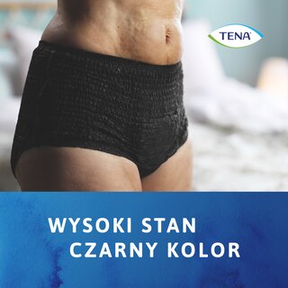 Bielizna chłonna TENA Lady dla kobiet, prezentująca styl z wysoką talią i czarny kolor.