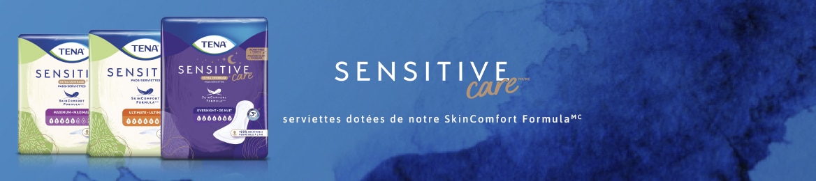 Sensitive Care serviettes dotées de notre SkinComfort FormulaMC                                                                                                                                                                                                                                                                                                                                                                                                                                                     