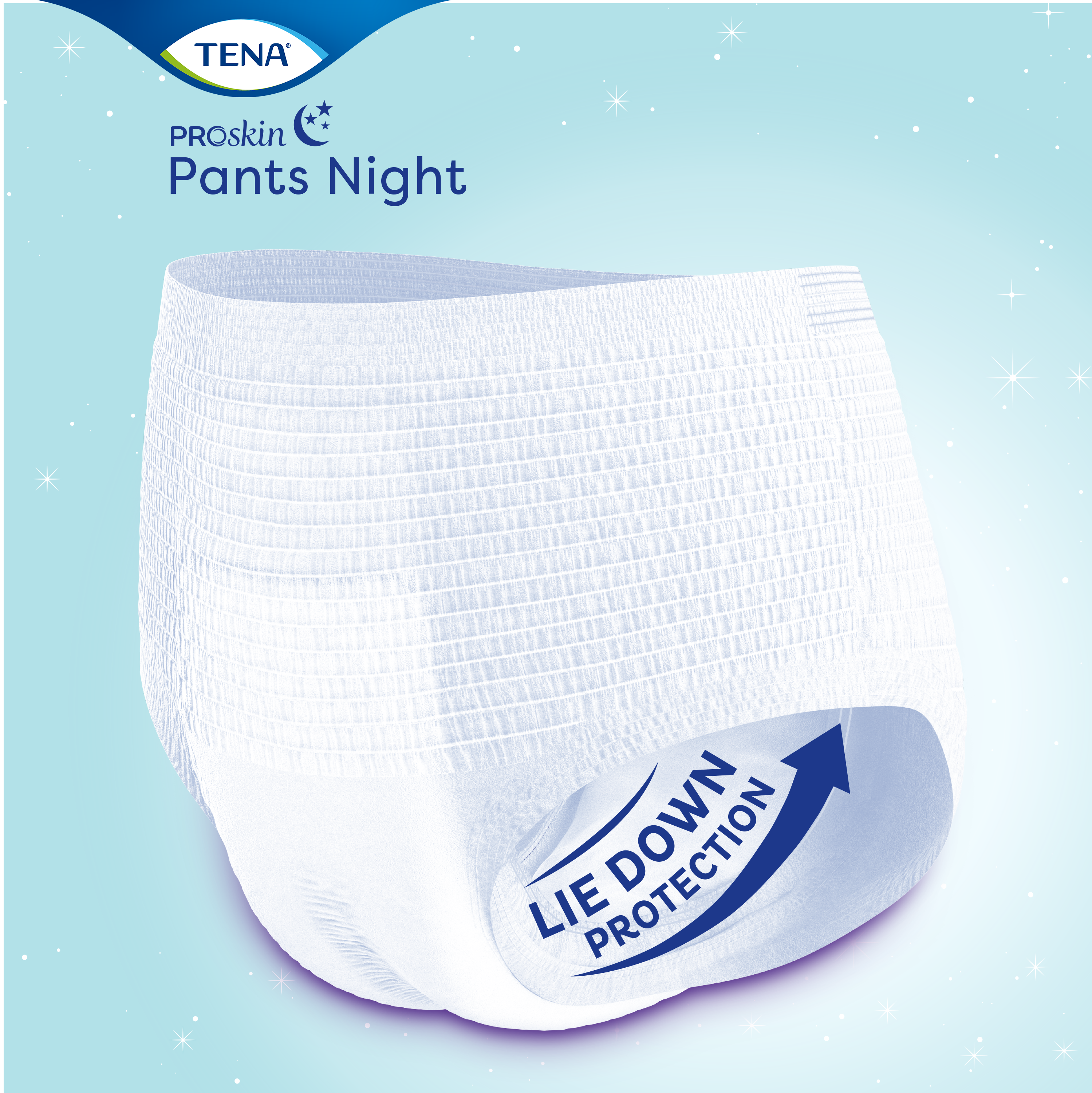 Equipped with Lie Down Protection with more absorbency at the back of the absorbent TENA pants