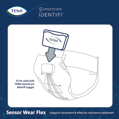 De TENA SmartCare Identifi Sensor Wear Flex wordt in combinatie met de Logger Kit gebruikt