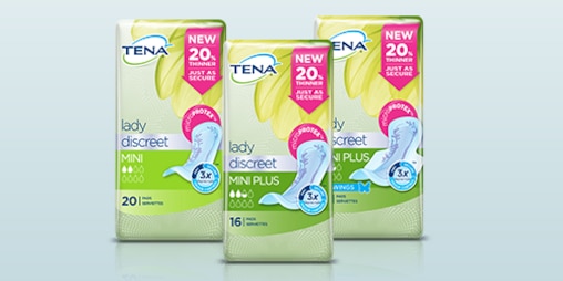 Photo de trois produits TENA Lady Discreet