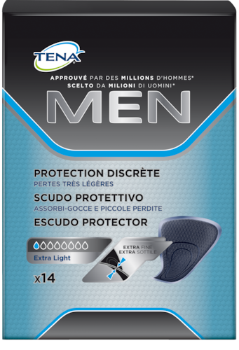 Escudos Protetores TENA Men para incontinência masculina, para pequenas fugas, gotas e pingos de urina