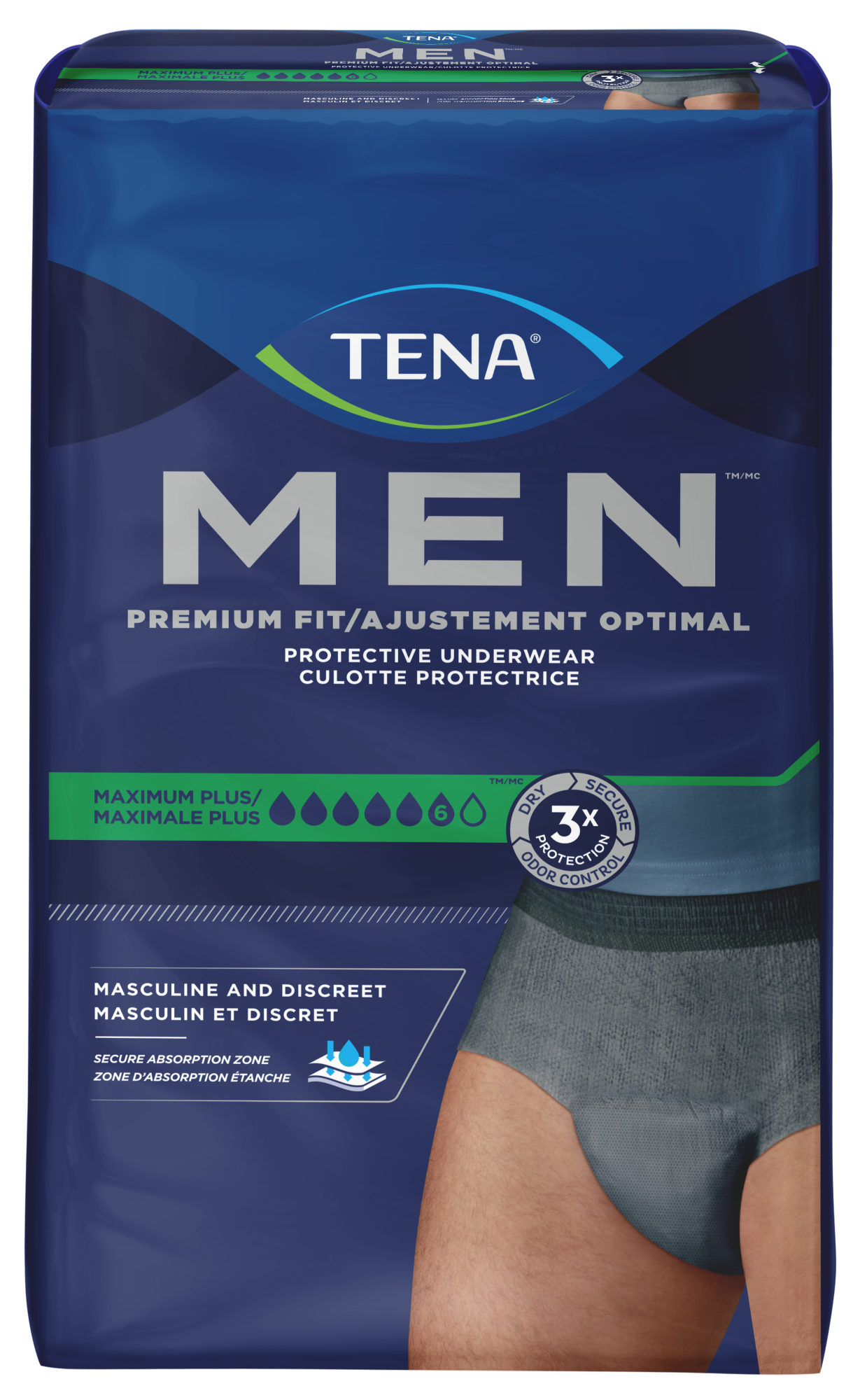 Pack shot of the TENA Men Maximum Plus underwear