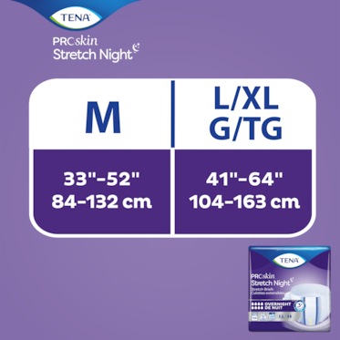 TENA Stretch Night sizes