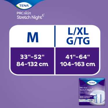 TENA Stretch Night sizes