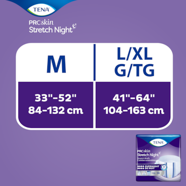 TENA Stretch Night sizes
