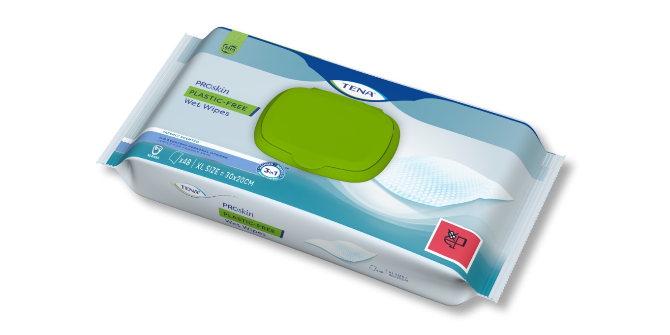 Eine Packung TENA ProSkin Plastic-Free Feuchttücher 