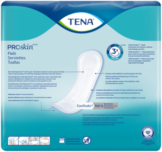TENA ProSkin Heavy Long incontinence pads back of pack