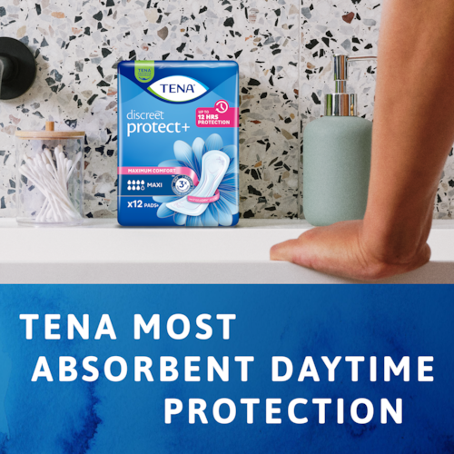 TENA Discreet Protect+ Maxi – aizsardzība ar vislabāko uzsūktspēju dienas laikā