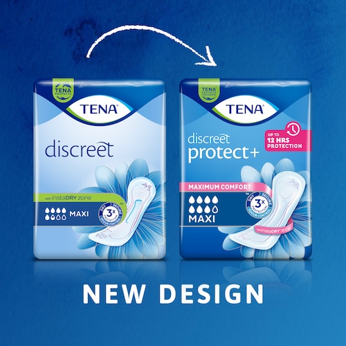 Naujojo dizaino „TENA Discreet Maxi“