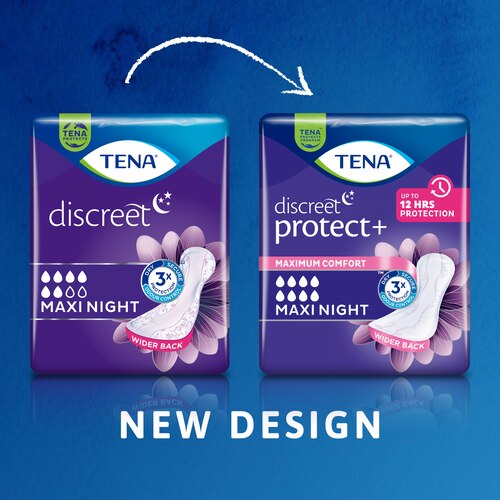 Naujojo dizaino „TENA Discreet Maxi Night“