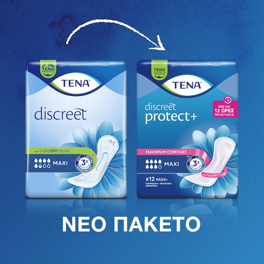 TENA Discreet Protect+ Maxi | Σερβιέτα ακράτειας