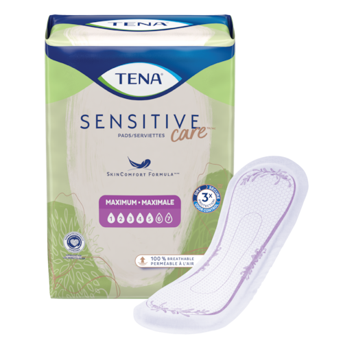 TENA Sensitive Care Pads Maximum Pack shot with the Product