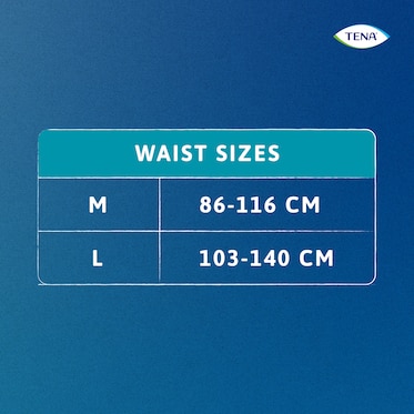 Størrelsesvejledning for TENA Proskin Stretch bukseble