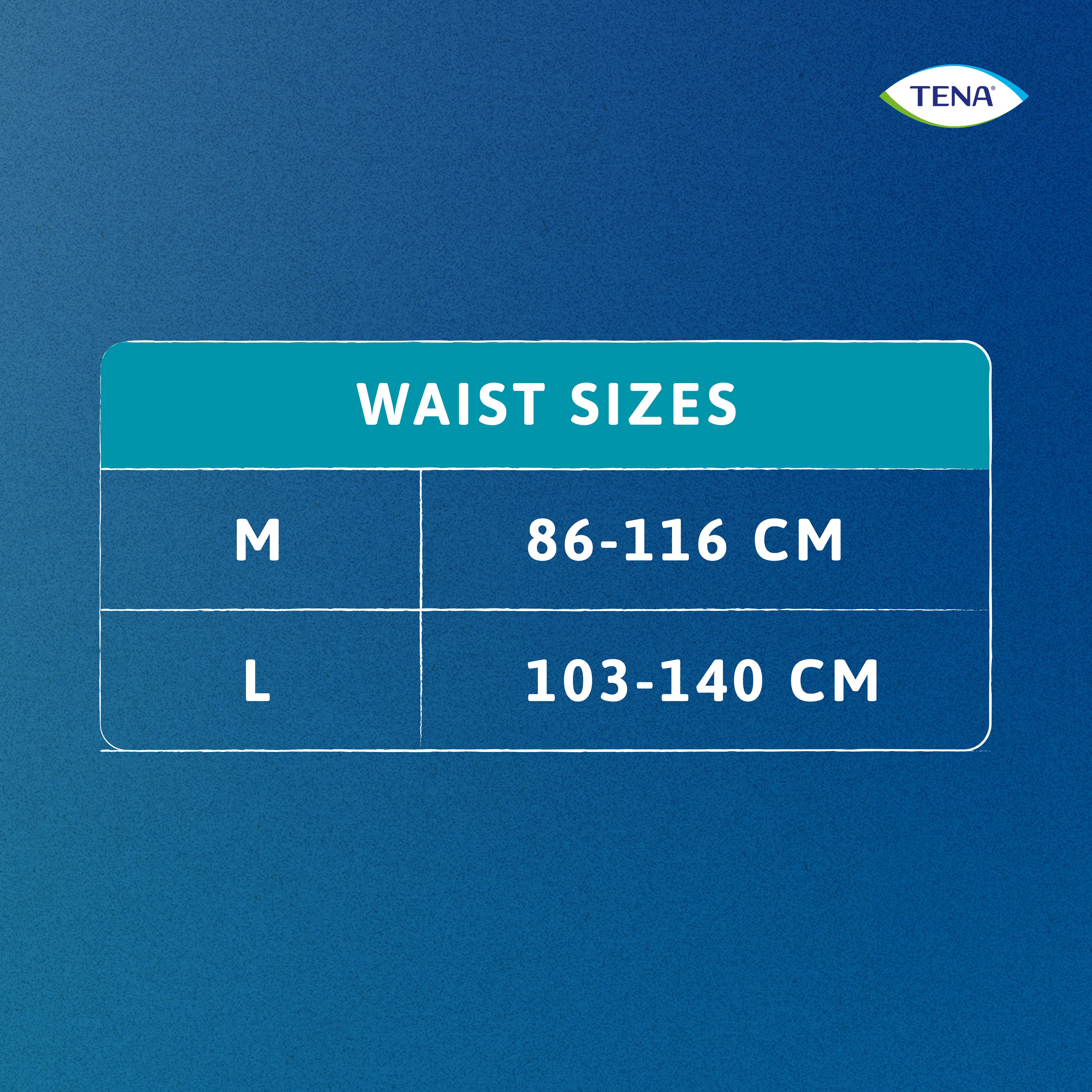 TENA Proskin Stretch inkohousujen kokotaulukko