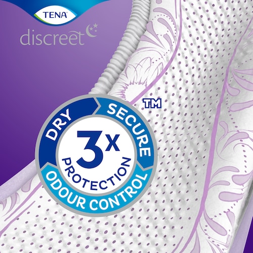 TENA Discreet gives Triple protection against leaks, odour and moisture