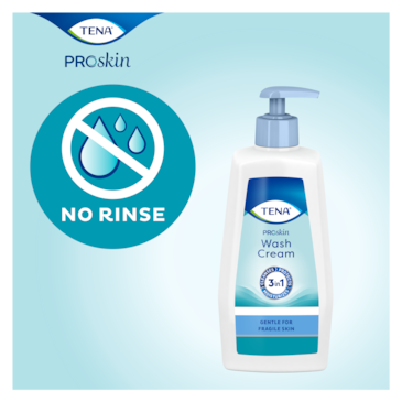 Produto para o cuidados da pele TENA Wash Cream – limpa sem necessidade de enxaguar