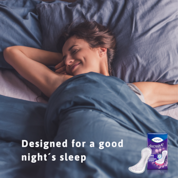 Få en god nats søvn med TENA Discreet Normal inkontinensbind til nat