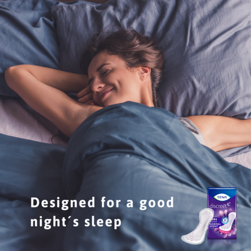 Have a good nights sleep with TENA Discreet Normal night incontinence pad