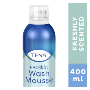 TENA Wash Mousse –  odos priežiūros priemonė, skirta odai prausti, nereikia nuplauti vandeniu.