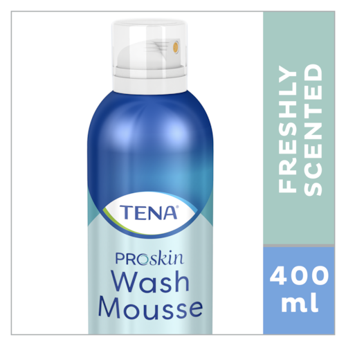 TENA Wash Mousse –  odos priežiūros priemonė, skirta odai prausti, nereikia nuplauti vandeniu.