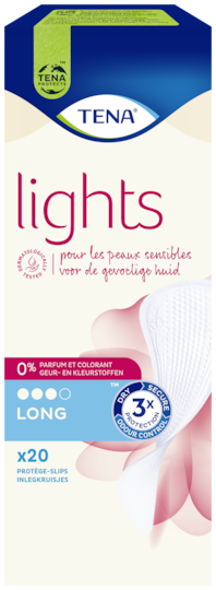 TENA Lights Protège-slip Long pour incontinence | Pour les peaux sensibles