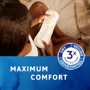 Maksimal komfort med trippel beskyttelse som gir lekkasjesikkerhet, luktkontroll og holder deg tørr