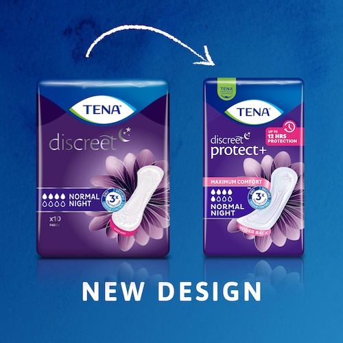 TENA Discreet Protect+ Normal Night in einem neuen Design