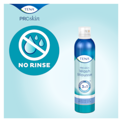 TENA ProSkin Wash Mousse produkts ādas kopšanai — mazgāšanas līdzeklis, kas nav jānoskalo ar ūdeni
