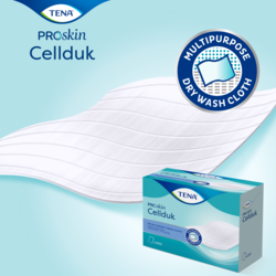 O TENA ProSkin Cellduk é um toalhete seco bastante absorvente, resistente e multiusos