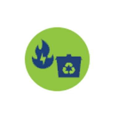 Icon of a flame and recycle bin