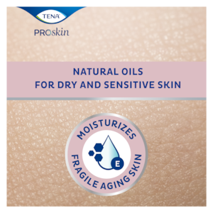 TENA ProSkin Body Oil Ihoöljy kosteuttaa herkkää, ikääntyvää ihoa luonnollisilla öljyillä