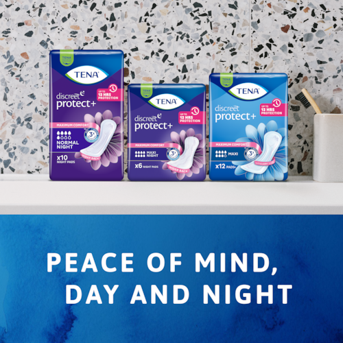 Ro i sindet, dag og nat, med TENA Discreet Protect+ inkontinensbind