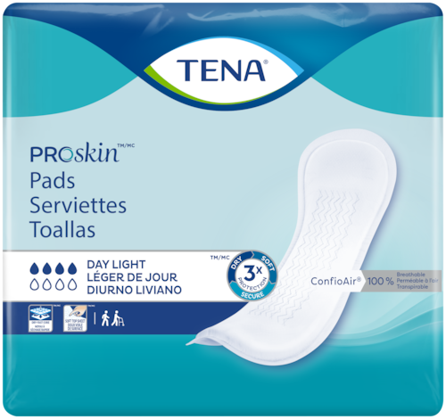 TENA ProSkin à absorption légère de jour | Serviettes d’incontinence pour les petites fuites urinaires