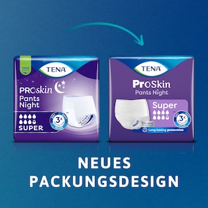 TENA ProSkin Pants Night mit neuem Verpackungsdesign.