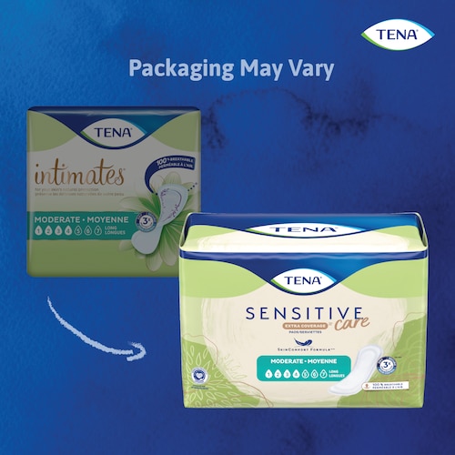 TENA Sensitive Care Extra Coverage Moderate Long New Packaging