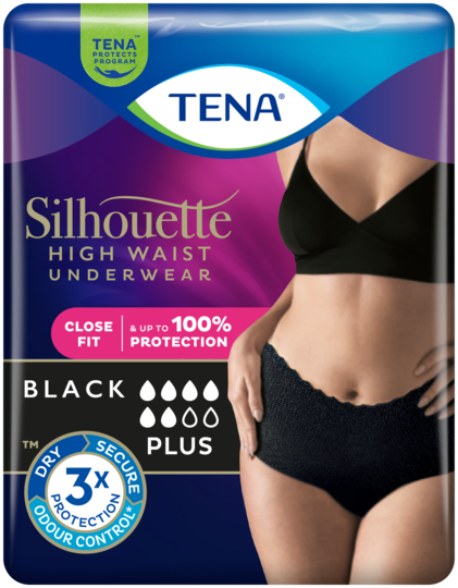 Beauty Pack για Ψηλόμεσο εσώρουχο για την ακράτεια TENA Silhouette Plus Μαύρο