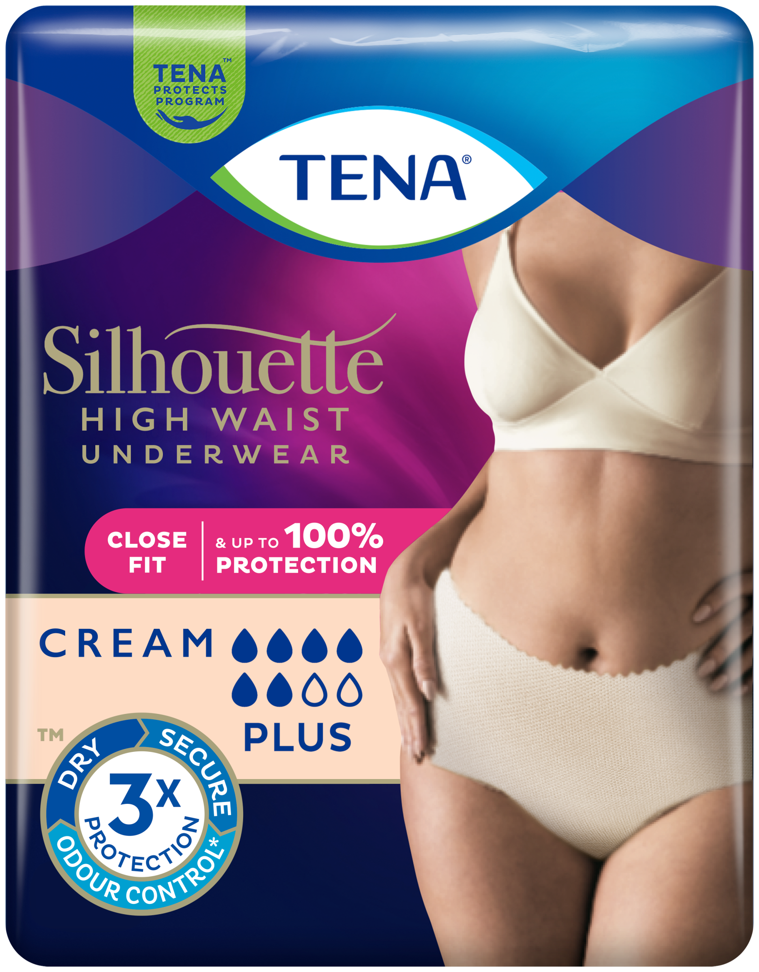 TENA Silhouette Plus High Waist Cream | Incontinence Underwear