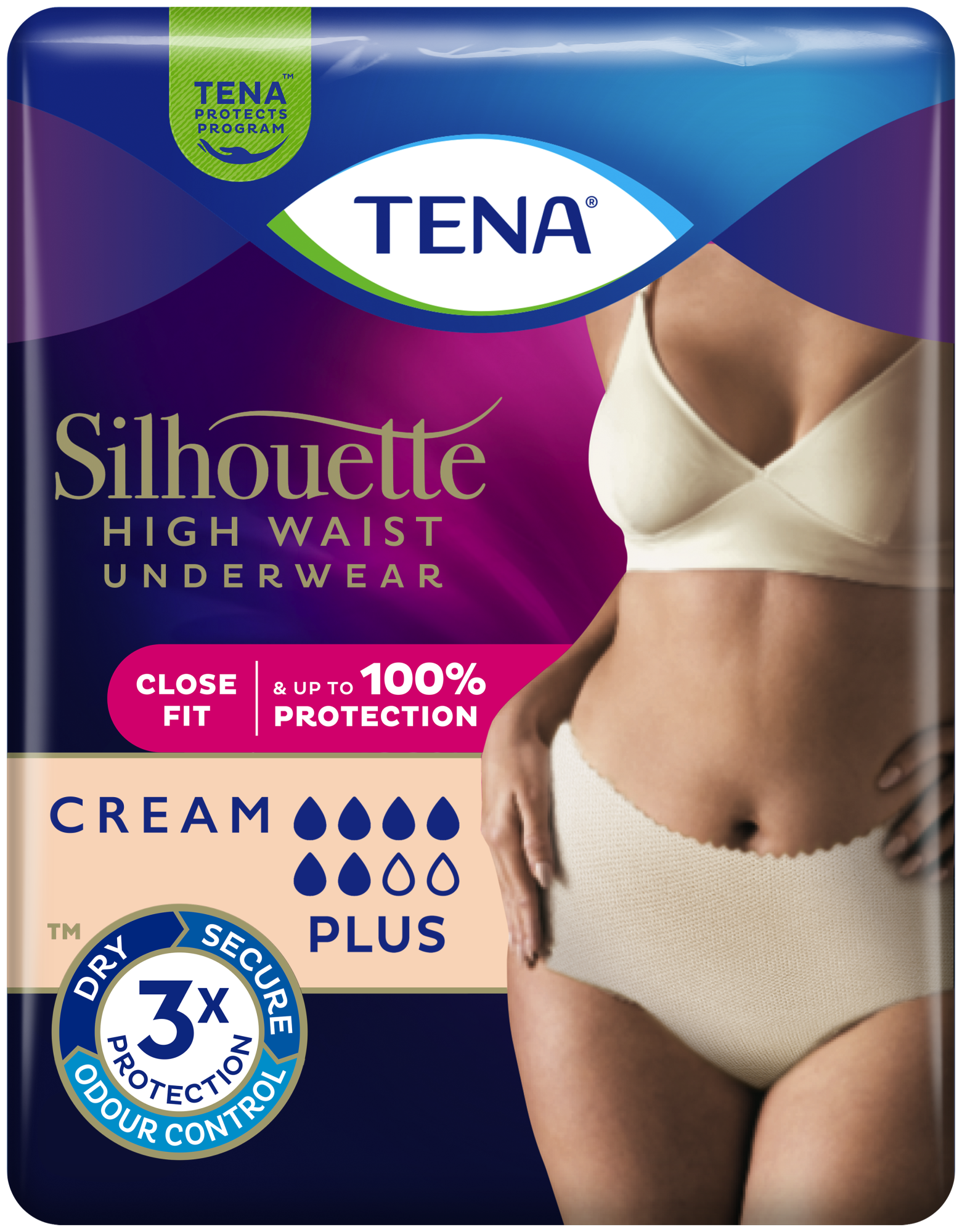 TENA Silhouette Taille haute Crème | Sous-vêtement absorbant