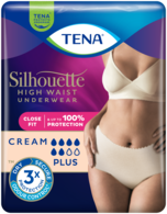 Beautyverpakking van TENA Silhouette Plus High Waist crèmekleurig ondergoed 