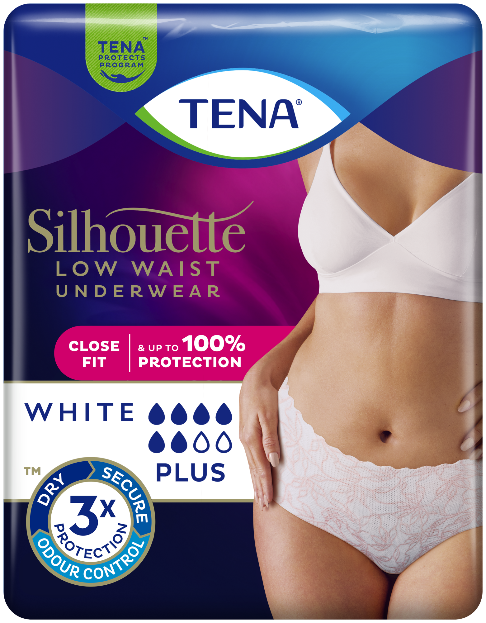 Packshot de TENA Silhouette Sous-vêtement absorbant Taille basse Blanc