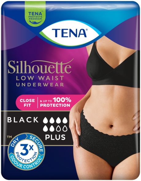 Packshot de TENA Silhouette Sous-vêtement absorbant Taille basse Noir