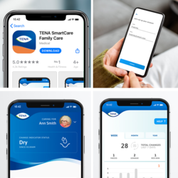Como é a app TENA SmartCare Family Care