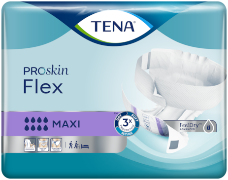 „TENA Flex Maxi“ – ergonomiškos juostinės sauskelnės šlapimo nelaikantiems žmonėms.