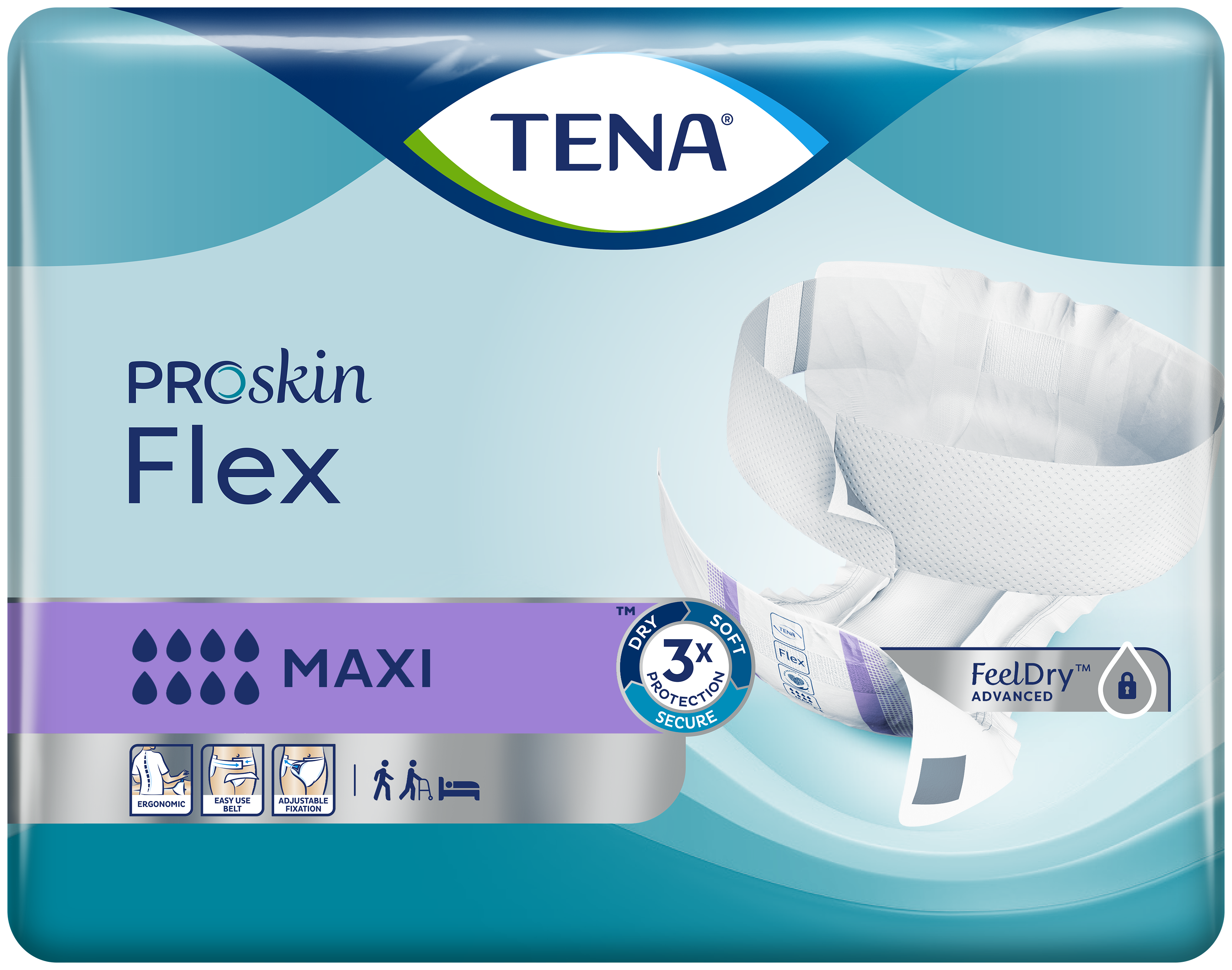 TENA Flex Maxi – ergonomisk inkontinensprodukt med bältesfixering