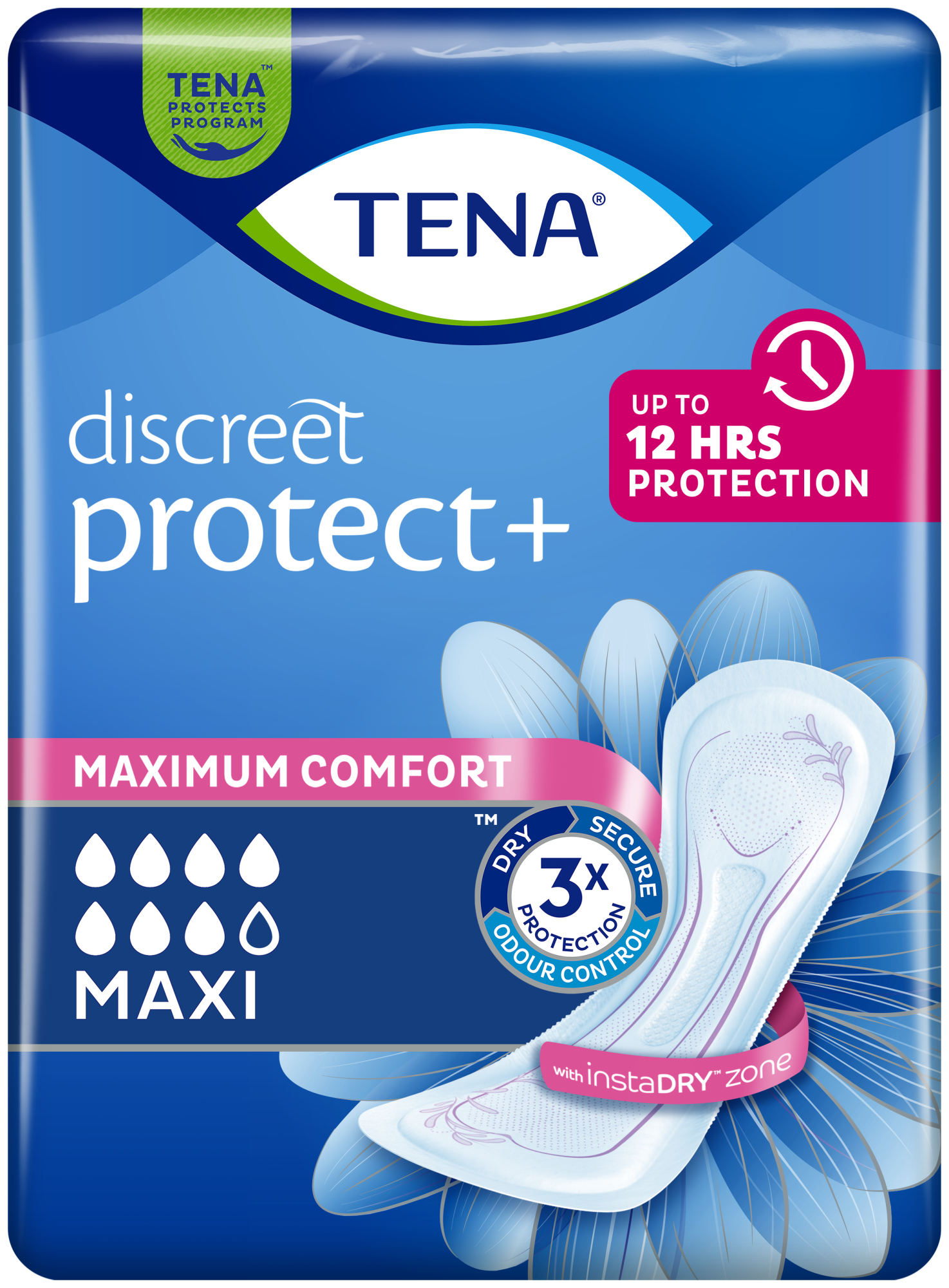 TENA Discreet Protect+ Maxi | Pakete, kas paredzēta urīna nesaturēšanas gadījumiem